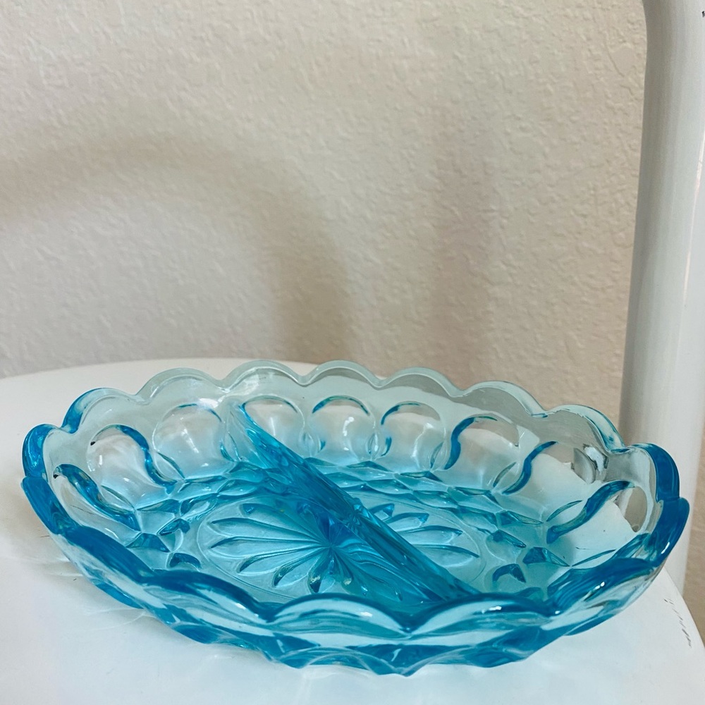 Vintage Blue Relish Serving Divided Dish